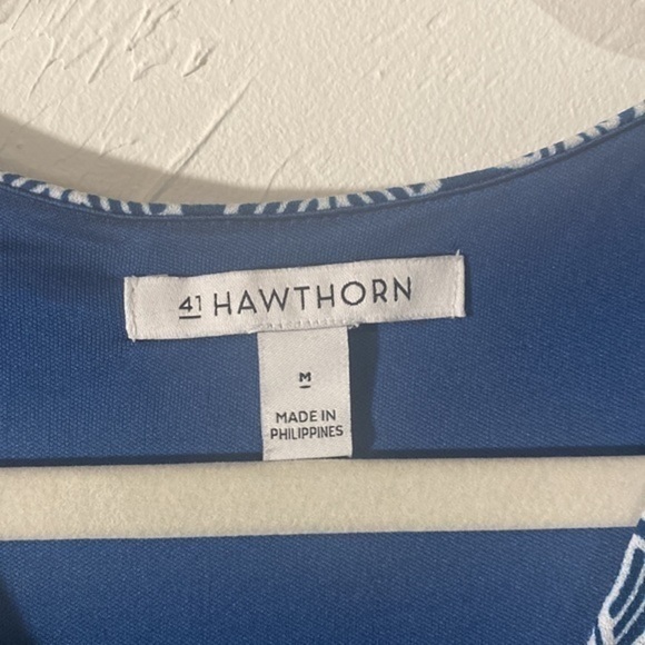 👗‼️NWOT‼️“41 HAWTHORNE” Lorene Teal Green Geometric Faux Wrap Knit Dress - Picture 5 of 5